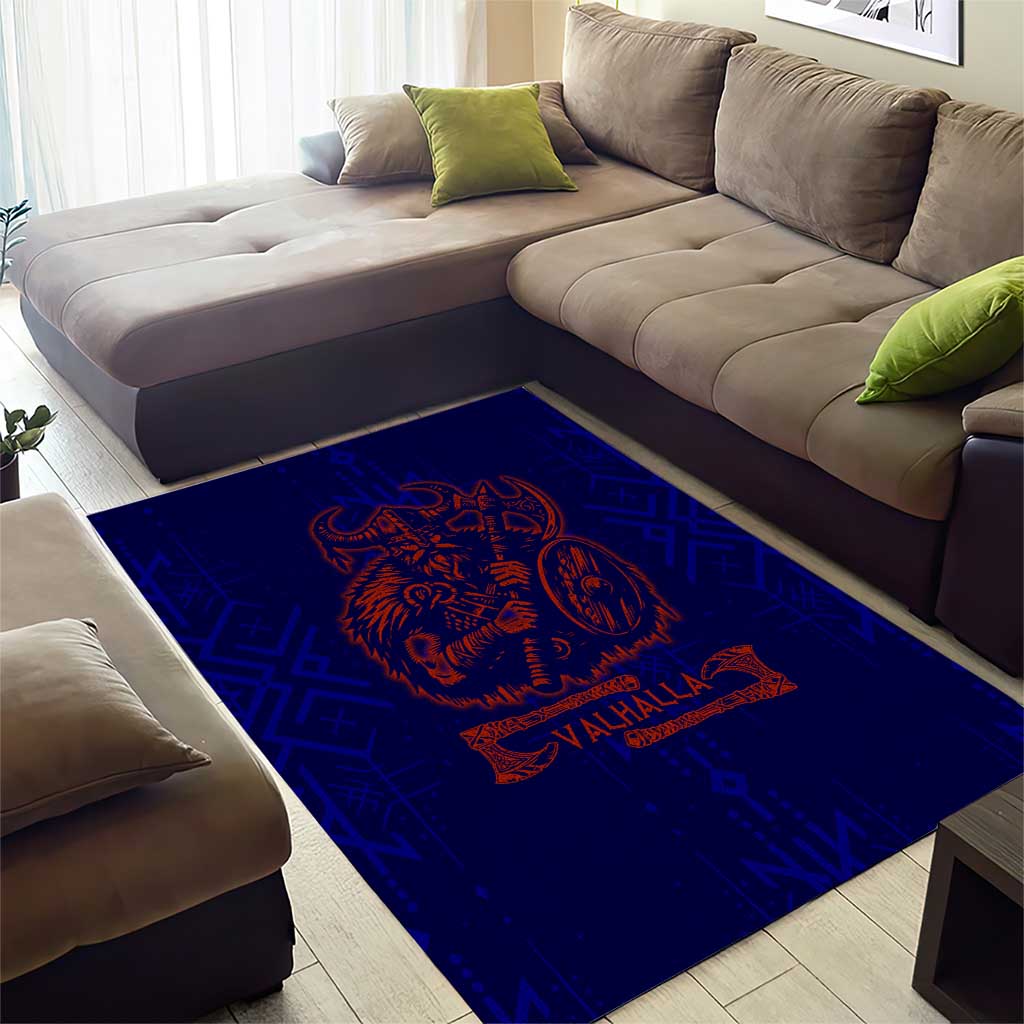 Valhalla Warrior Viking Area Rug with Axes and Norse Symbols Norse Mythology Tribute - Wonder Print Shop