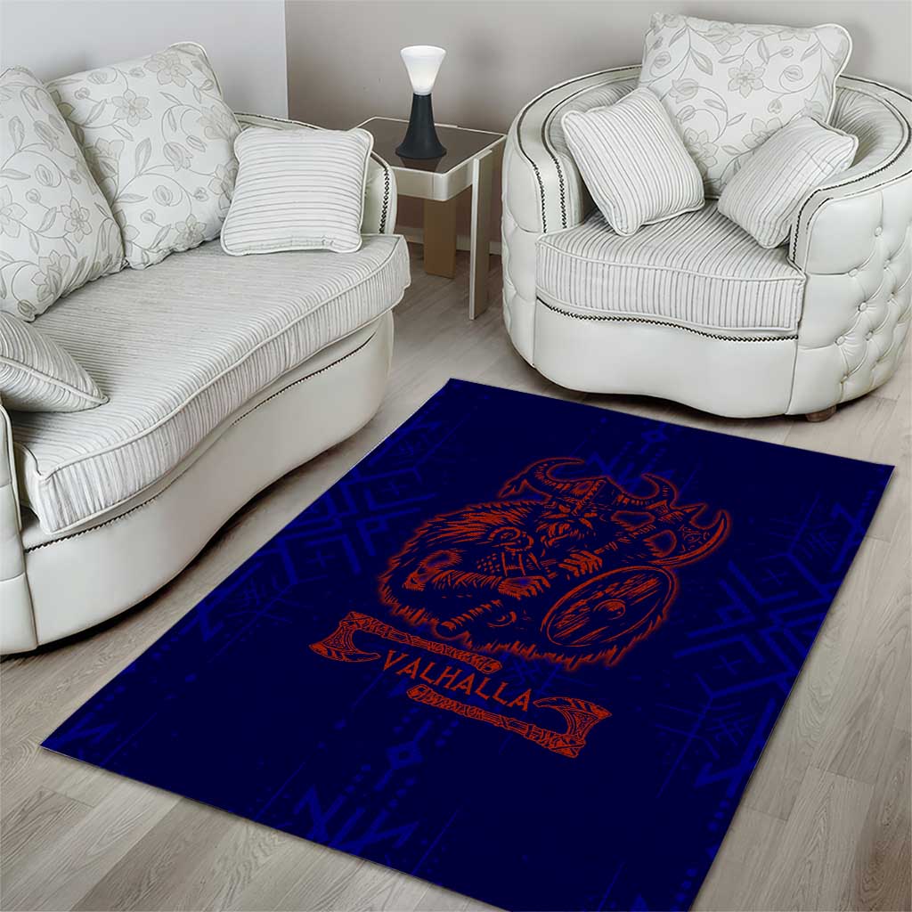 Valhalla Warrior Viking Area Rug with Axes and Norse Symbols Norse Mythology Tribute - Wonder Print Shop