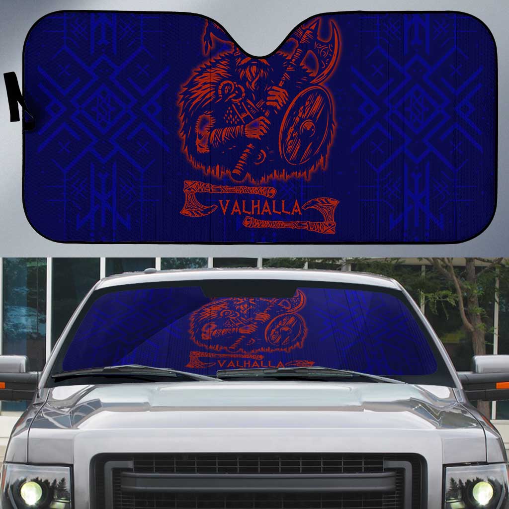 Valhalla Warrior Viking Auto Sun Shade with Axes and Norse Symbols Norse Mythology Tribute - Wonder Print Shop