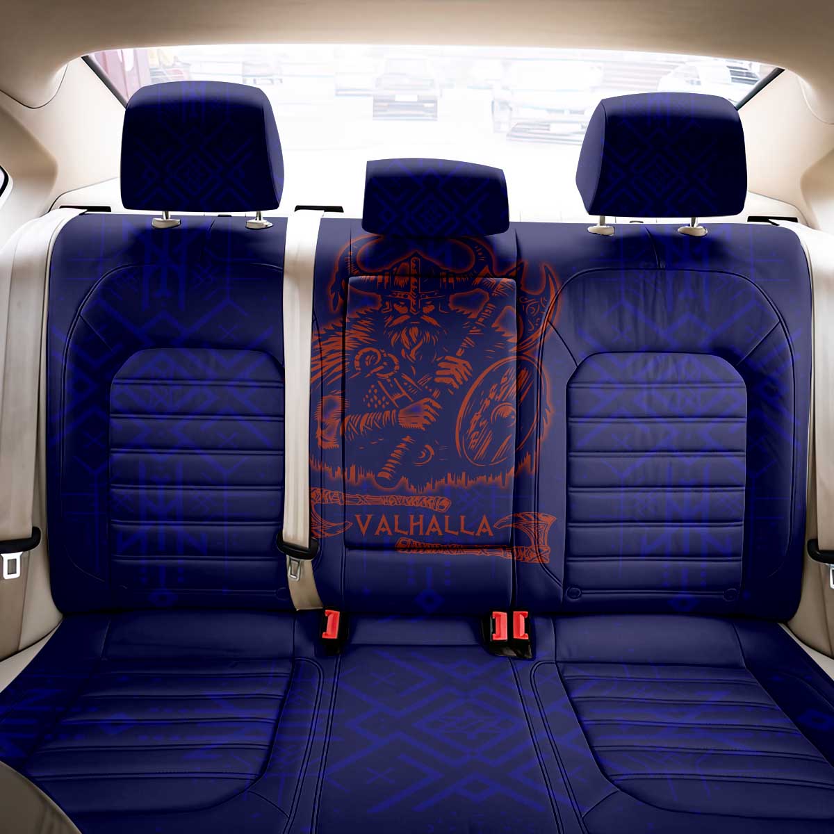Valhalla Warrior Viking Back Car Seat Cover with Axes and Norse Symbols Norse Mythology Tribute - Wonder Print Shop