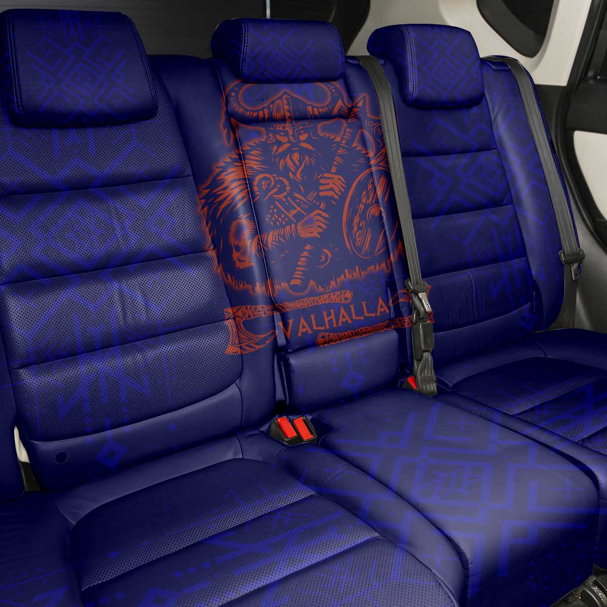 Valhalla Warrior Viking Back Car Seat Cover with Axes and Norse Symbols Norse Mythology Tribute - Wonder Print Shop