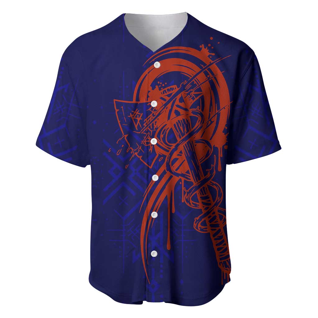 Valhalla Warrior Viking Baseball Jersey with Axes and Norse Symbols Norse Mythology Tribute - Wonder Print Shop