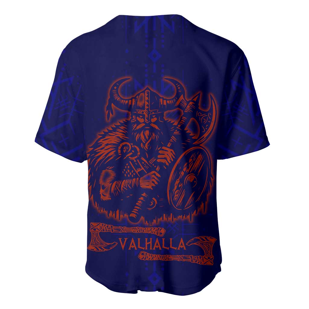 Valhalla Warrior Viking Baseball Jersey with Axes and Norse Symbols Norse Mythology Tribute - Wonder Print Shop