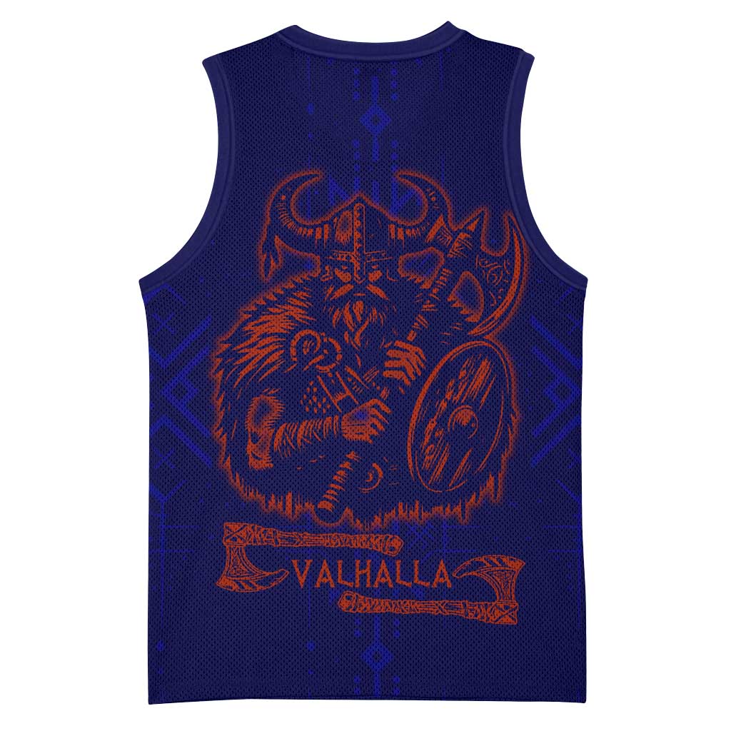 Valhalla Warrior Viking Basketball Jersey with Axes and Norse Symbols Norse Mythology Tribute - Wonder Print Shop