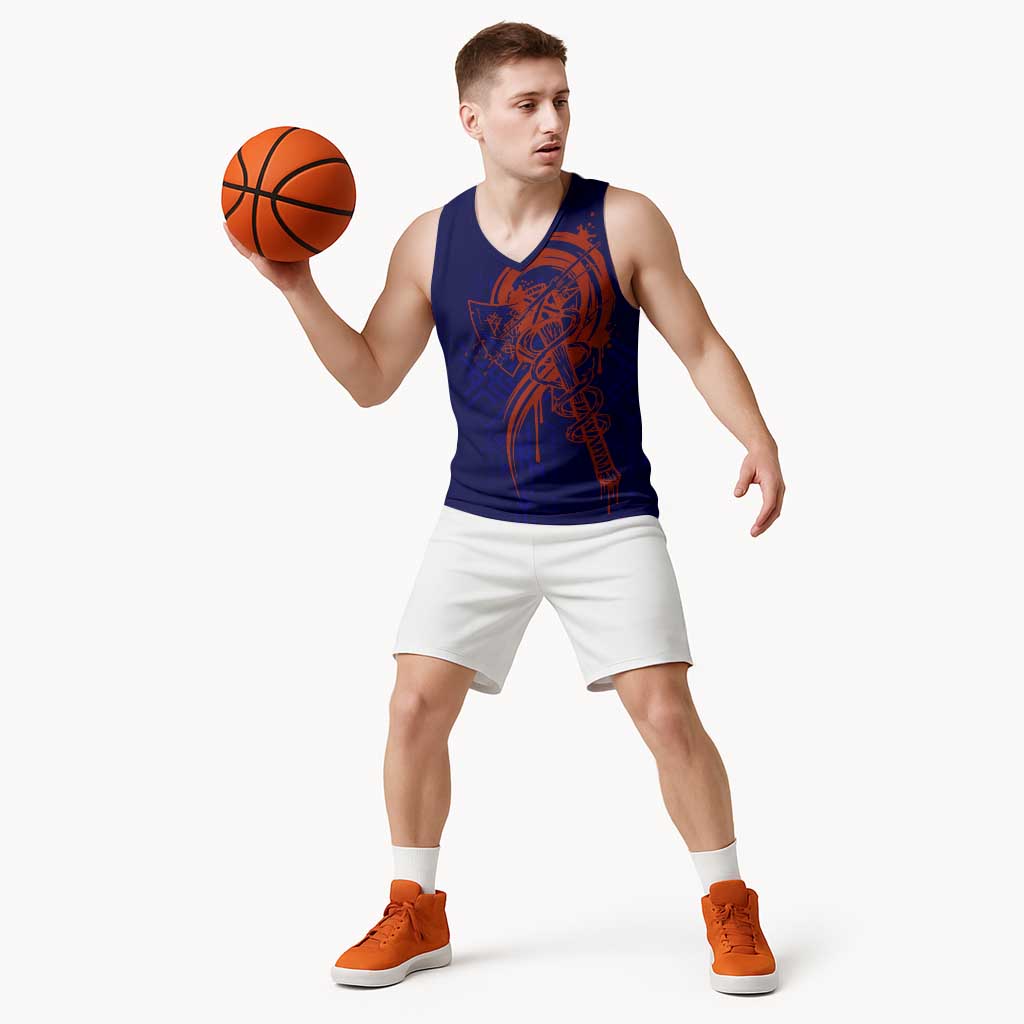Valhalla Warrior Viking Basketball Jersey with Axes and Norse Symbols Norse Mythology Tribute - Wonder Print Shop
