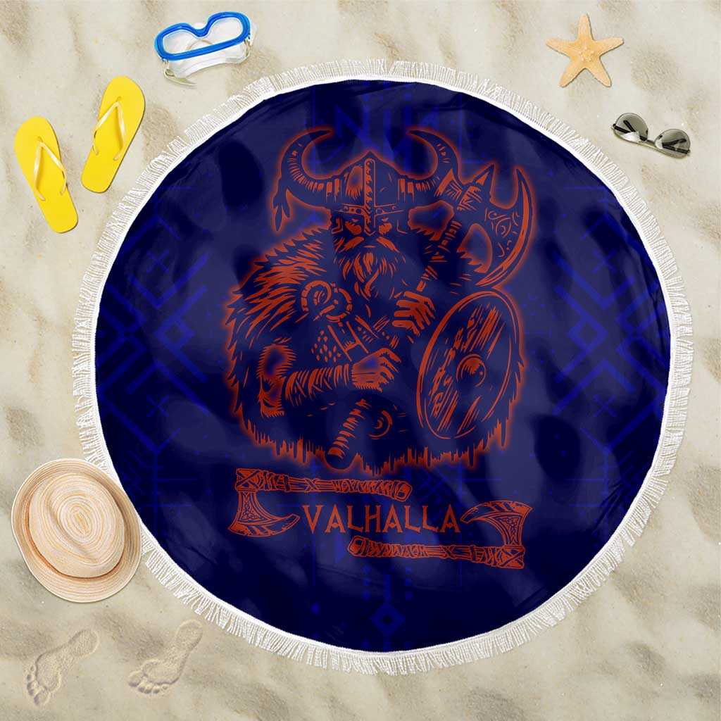 Valhalla Warrior Viking Beach Blanket with Axes and Norse Symbols Norse Mythology Tribute - Wonder Print Shop