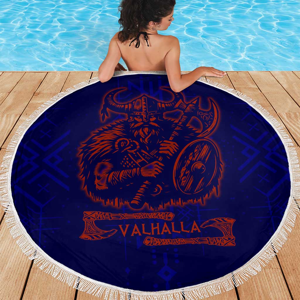 Valhalla Warrior Viking Beach Blanket with Axes and Norse Symbols Norse Mythology Tribute - Wonder Print Shop