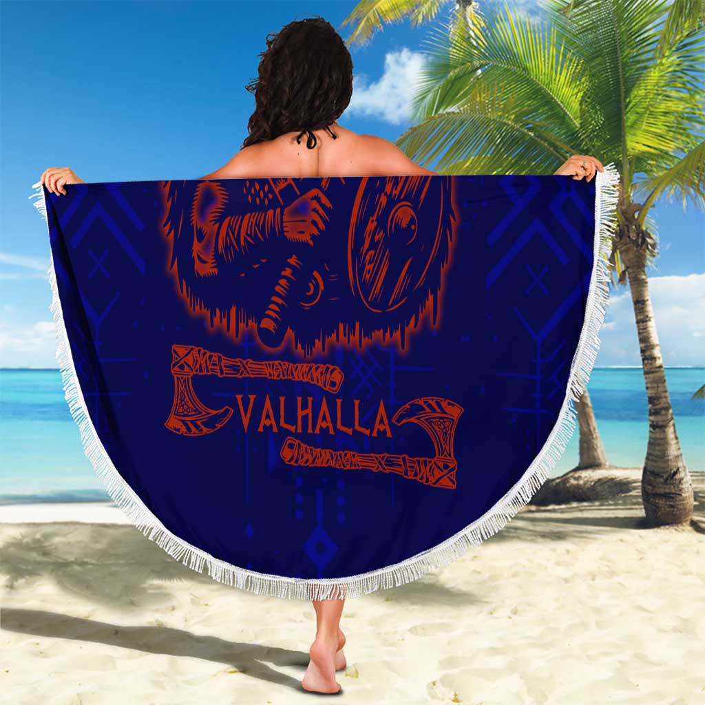 Valhalla Warrior Viking Beach Blanket with Axes and Norse Symbols Norse Mythology Tribute - Wonder Print Shop