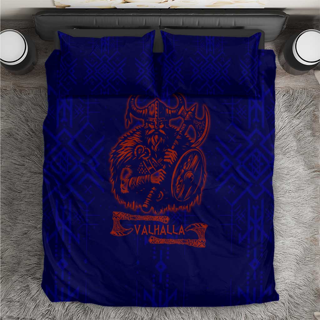 Valhalla Warrior Viking Bedding Set with Axes and Norse Symbols Norse Mythology Tribute - Wonder Print Shop