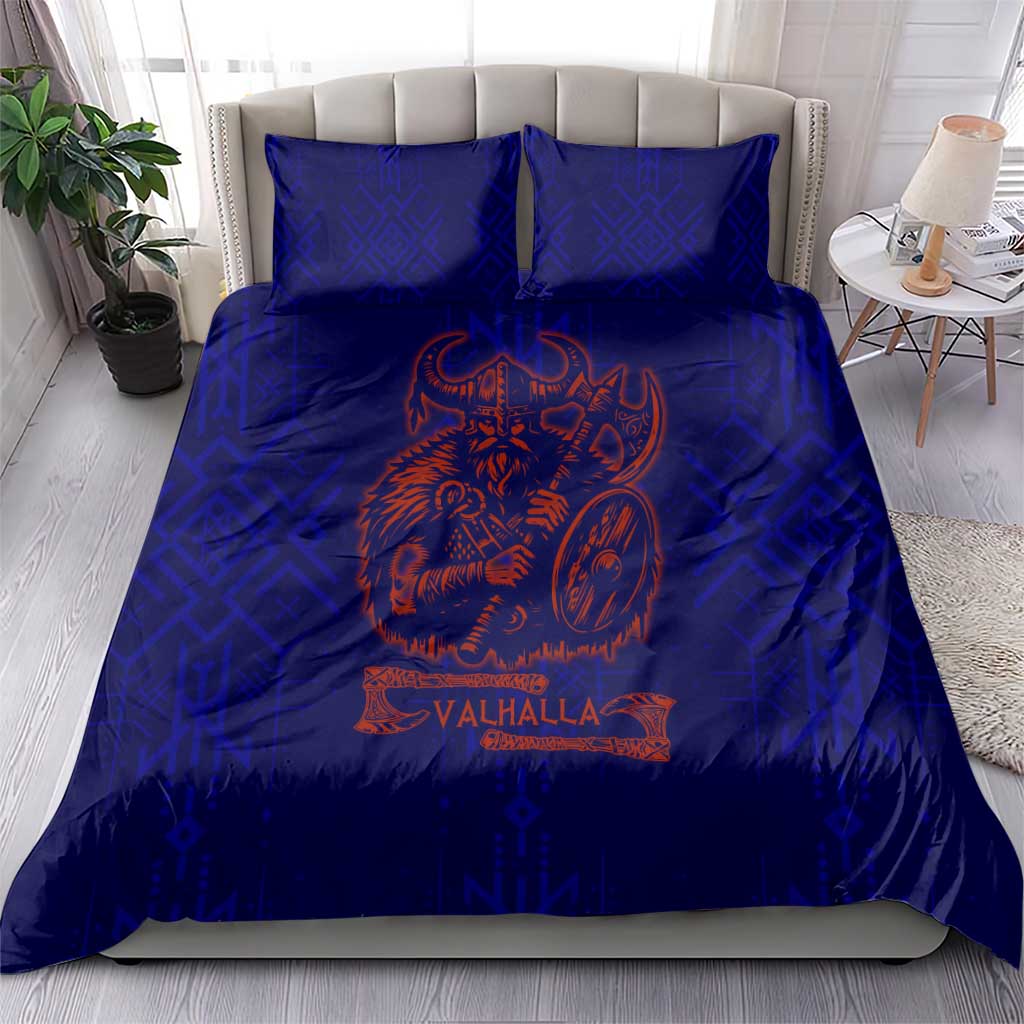 Valhalla Warrior Viking Bedding Set with Axes and Norse Symbols Norse Mythology Tribute - Wonder Print Shop