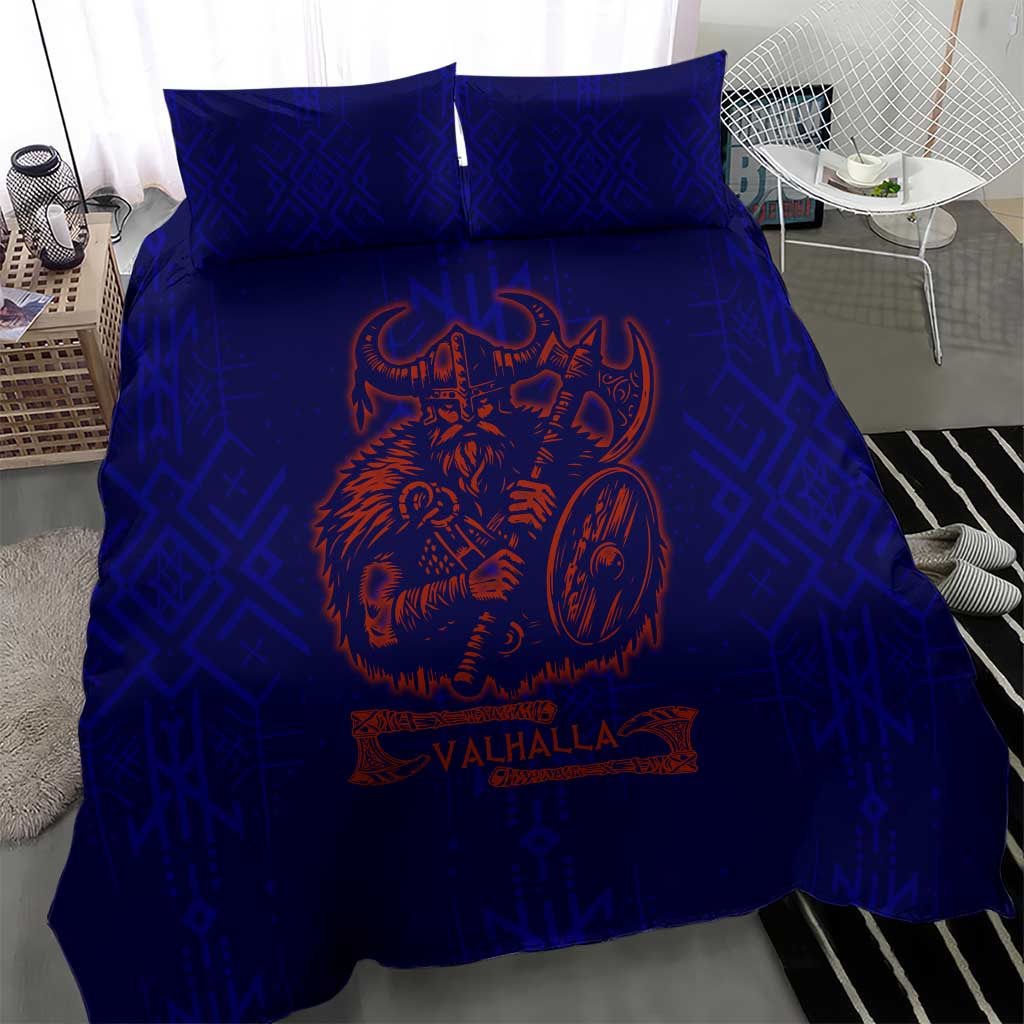 Valhalla Warrior Viking Bedding Set with Axes and Norse Symbols Norse Mythology Tribute - Wonder Print Shop