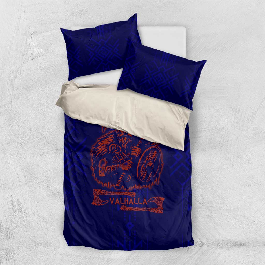Valhalla Warrior Viking Bedding Set with Axes and Norse Symbols Norse Mythology Tribute - Wonder Print Shop