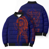 Valhalla Warrior Viking Bomber Puffer Jacket with Axes and Norse Symbols Norse Mythology Tribute - Wonder Print Shop