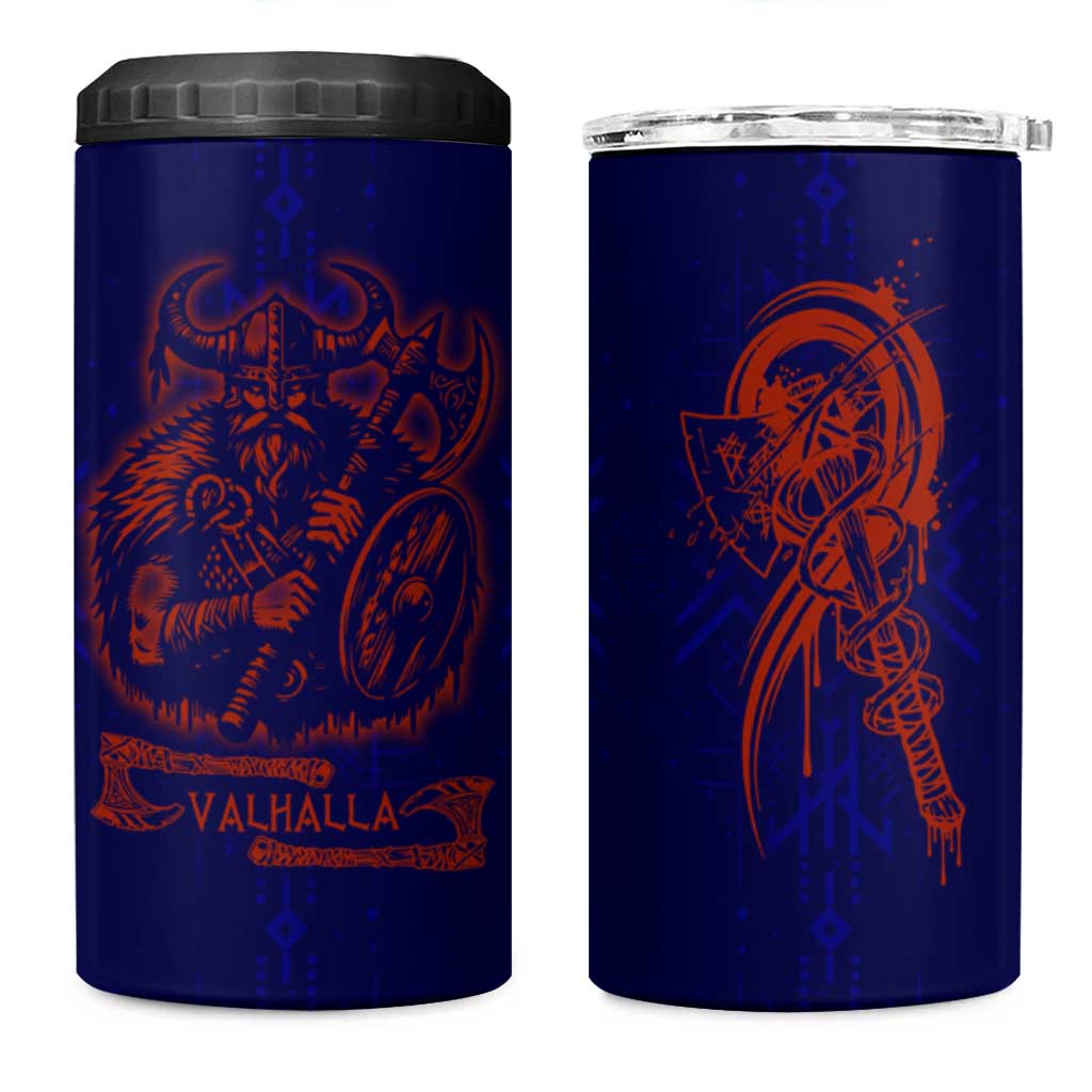 Valhalla Warrior Viking 4 in 1 Can Cooler Tumbler with Axes and Norse Symbols Norse Mythology Tribute - Wonder Print Shop