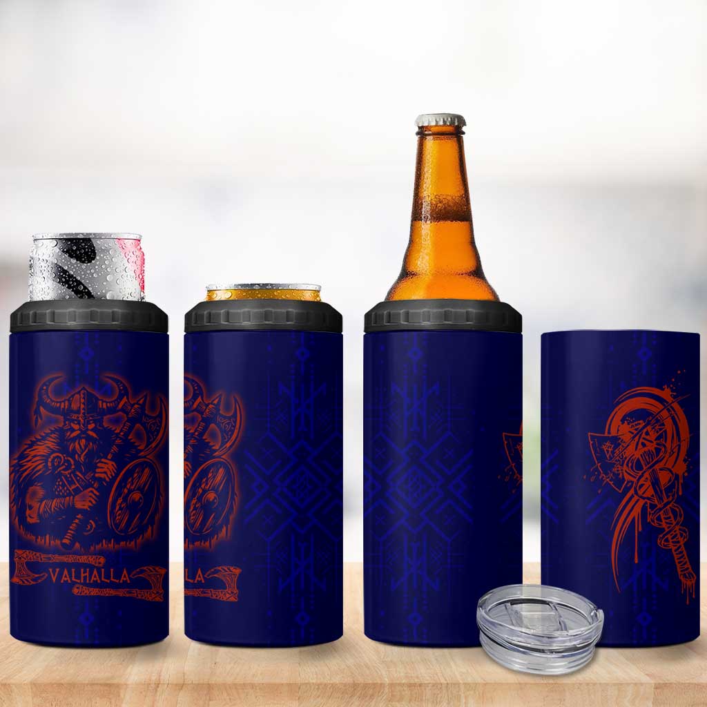 Valhalla Warrior Viking 4 in 1 Can Cooler Tumbler with Axes and Norse Symbols Norse Mythology Tribute - Wonder Print Shop