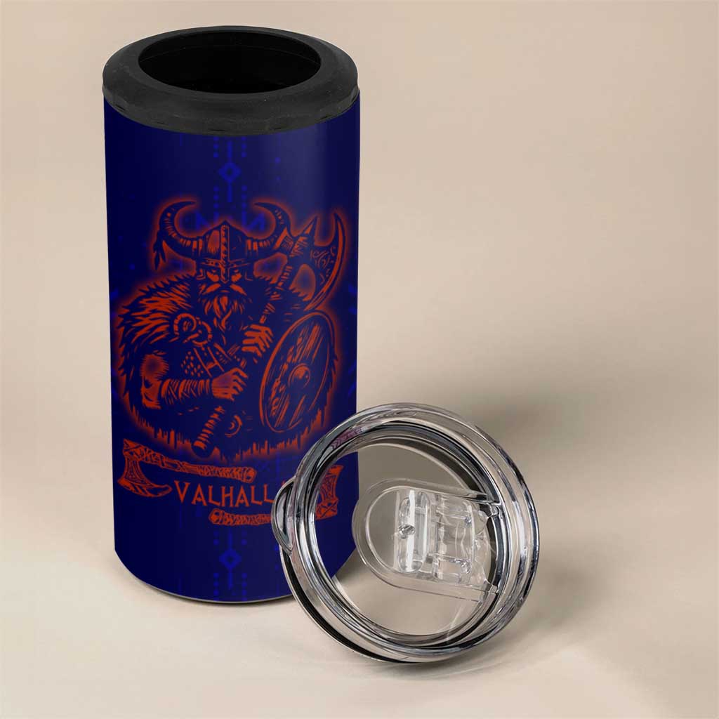 Valhalla Warrior Viking 4 in 1 Can Cooler Tumbler with Axes and Norse Symbols Norse Mythology Tribute - Wonder Print Shop