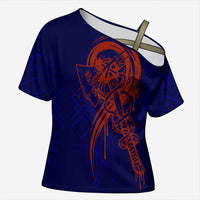 Valhalla Warrior Viking Cross Shoulder Shirt with Axes and Norse Symbols Norse Mythology Tribute - Wonder Print Shop
