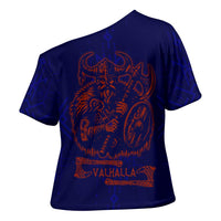 Valhalla Warrior Viking Cross Shoulder Shirt with Axes and Norse Symbols Norse Mythology Tribute - Wonder Print Shop