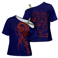 Valhalla Warrior Viking Cross Shoulder Shirt with Axes and Norse Symbols Norse Mythology Tribute - Wonder Print Shop