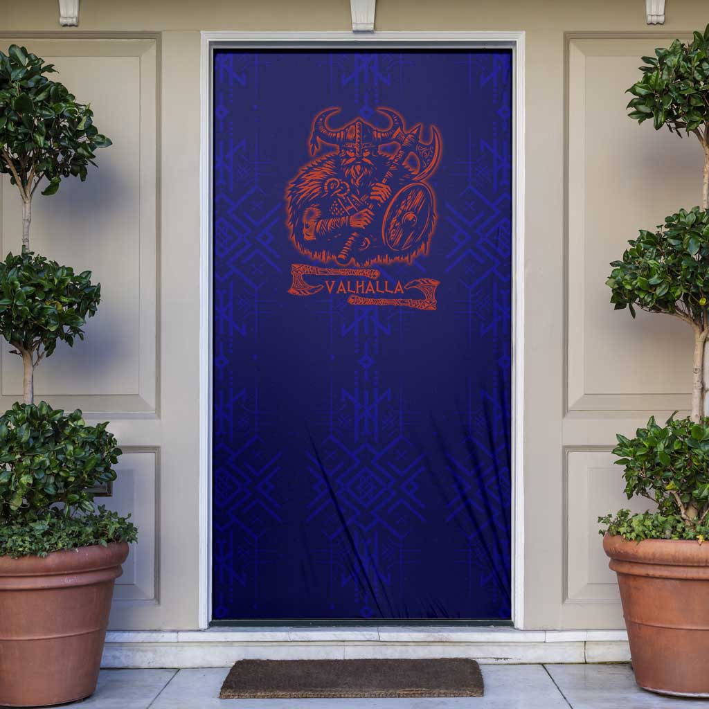 Valhalla Warrior Viking Door Cover with Axes and Norse Symbols Norse Mythology Tribute - Wonder Print Shop