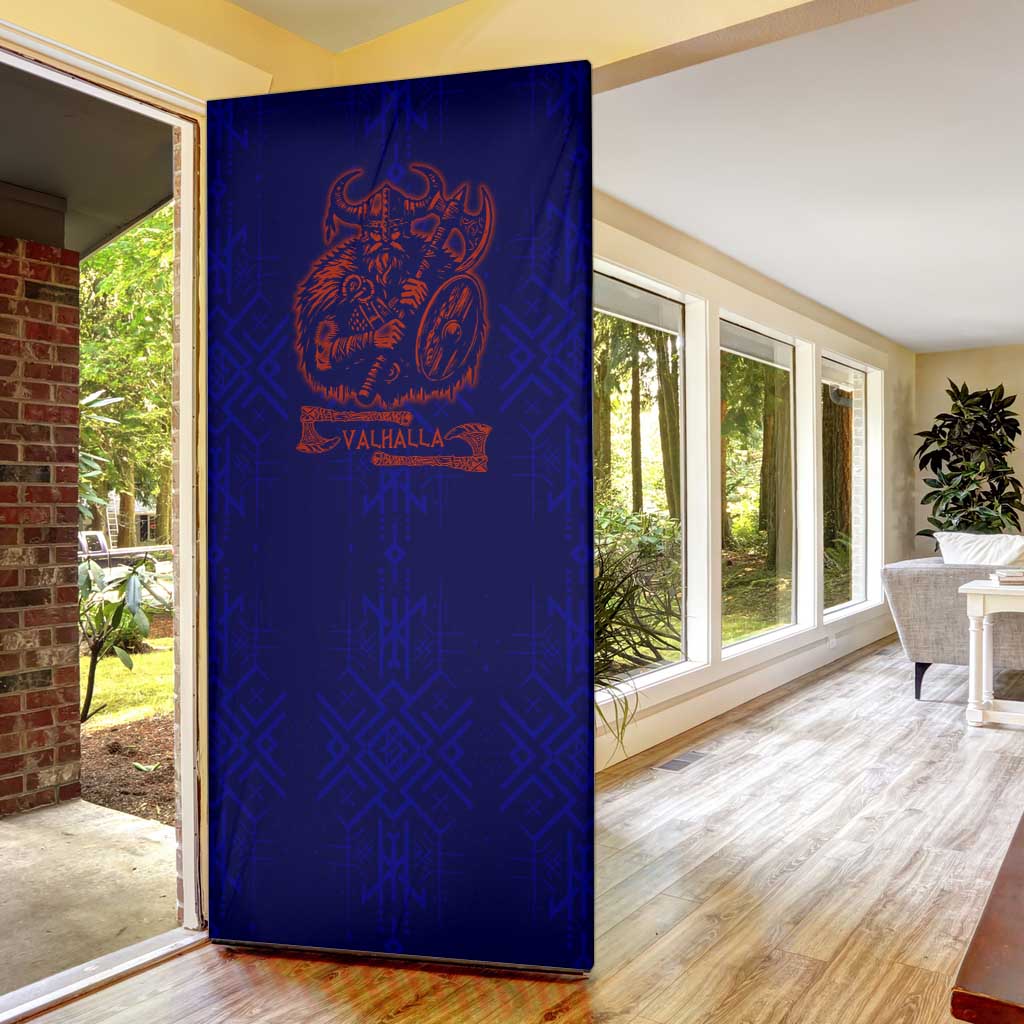 Valhalla Warrior Viking Door Cover with Axes and Norse Symbols Norse Mythology Tribute - Wonder Print Shop