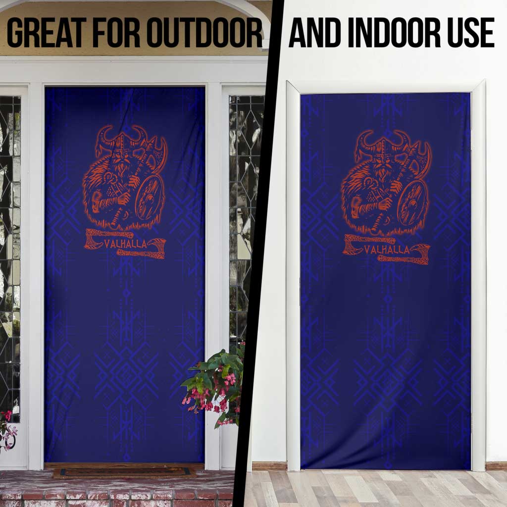Valhalla Warrior Viking Door Cover with Axes and Norse Symbols Norse Mythology Tribute - Wonder Print Shop