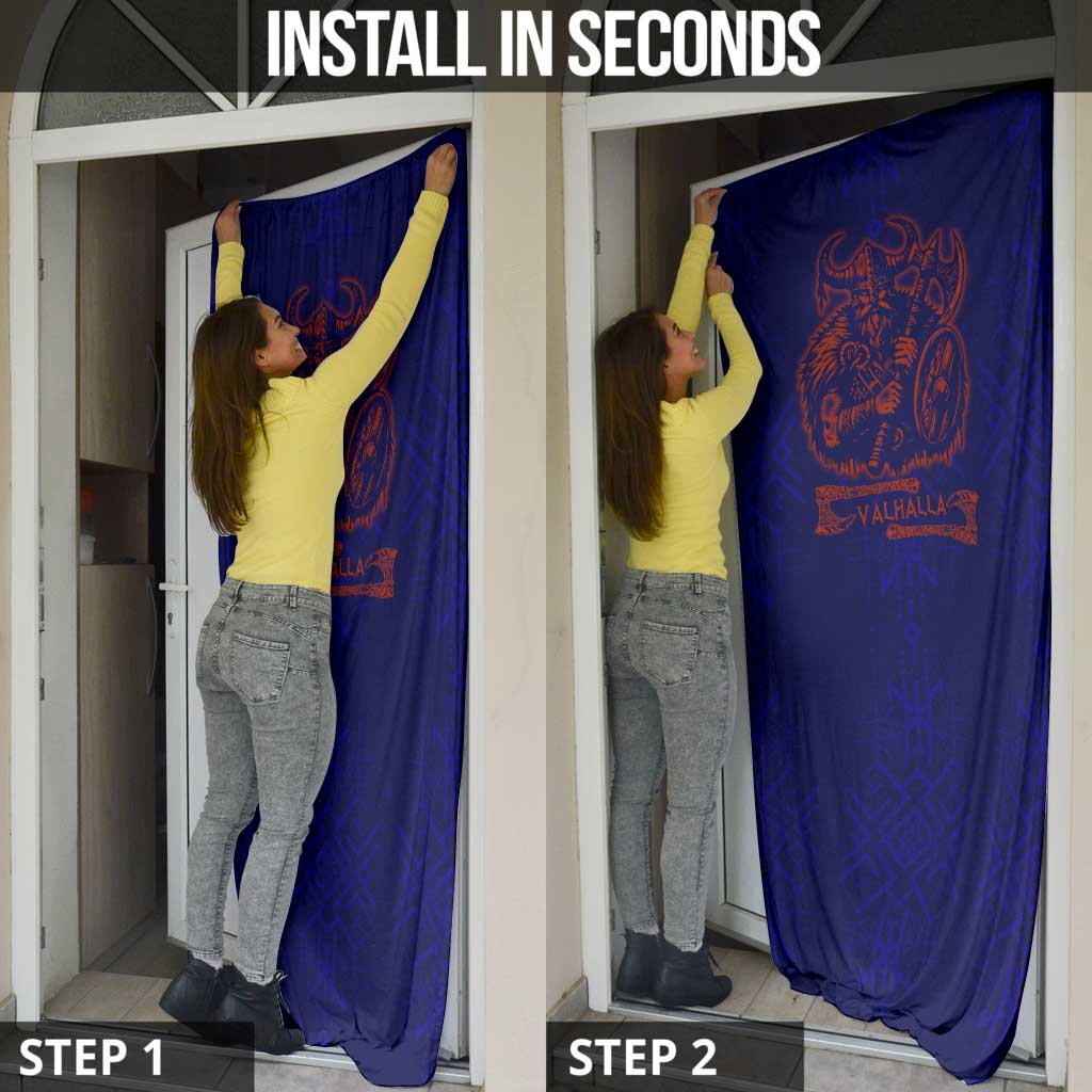 Valhalla Warrior Viking Door Cover with Axes and Norse Symbols Norse Mythology Tribute - Wonder Print Shop