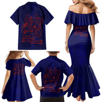Valhalla Warrior Viking Family Matching Mermaid Dress and Hawaiian Shirt with Axes and Norse Symbols Norse Mythology Tribute - Wonder Print Shop