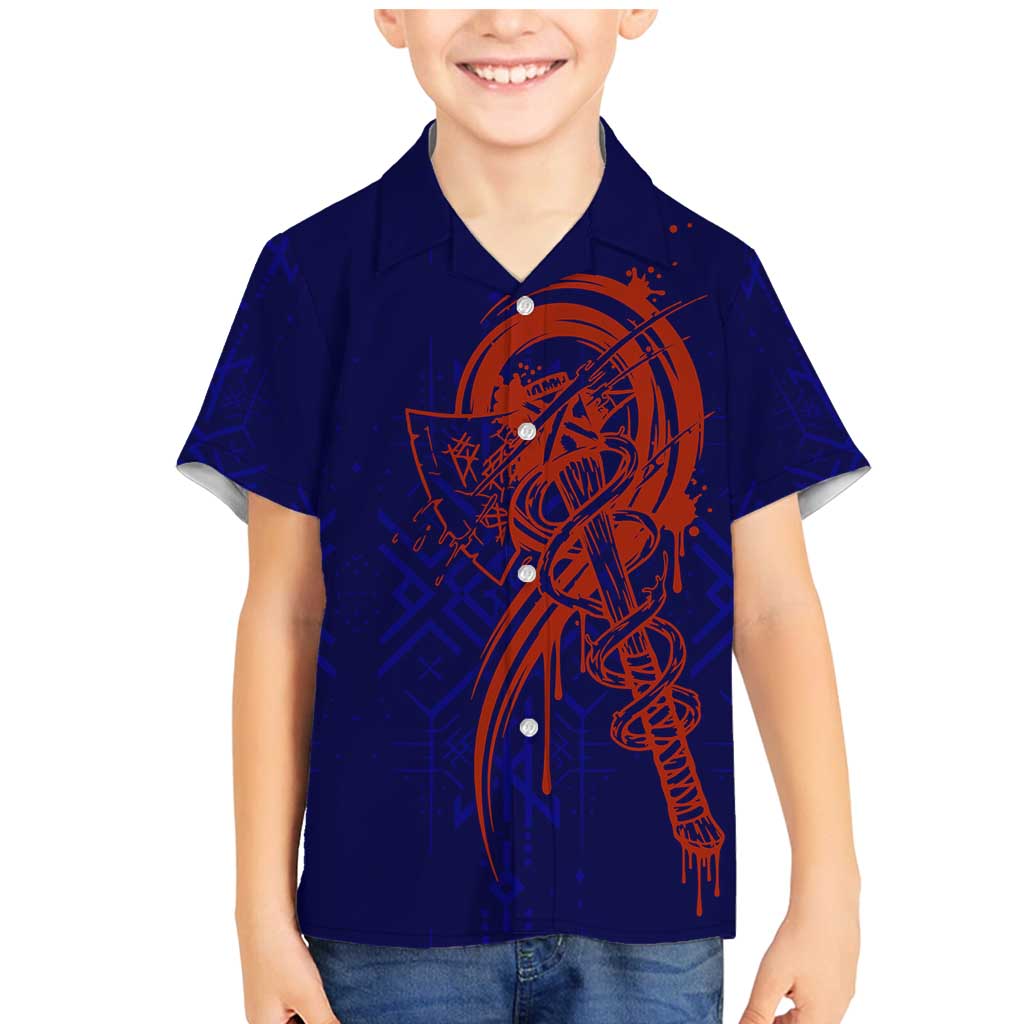 Valhalla Warrior Viking Family Matching Mermaid Dress and Hawaiian Shirt with Axes and Norse Symbols Norse Mythology Tribute - Wonder Print Shop