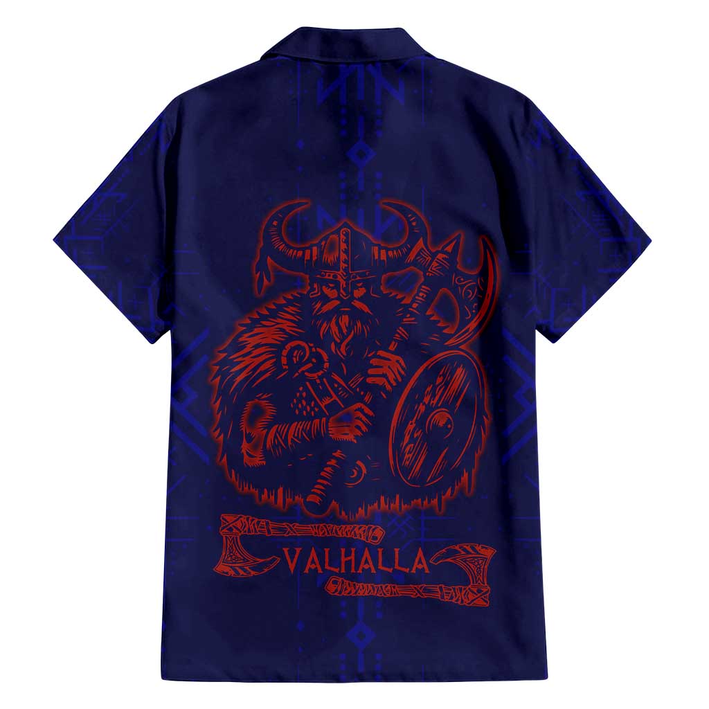 Valhalla Warrior Viking Family Matching Off Shoulder Maxi Dress and Hawaiian Shirt with Axes and Norse Symbols Norse Mythology Tribute - Wonder Print Shop