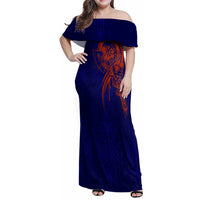 Valhalla Warrior Viking Family Matching Off Shoulder Maxi Dress and Hawaiian Shirt with Axes and Norse Symbols Norse Mythology Tribute - Wonder Print Shop