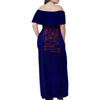 Valhalla Warrior Viking Family Matching Off Shoulder Maxi Dress and Hawaiian Shirt with Axes and Norse Symbols Norse Mythology Tribute - Wonder Print Shop