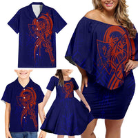 Valhalla Warrior Viking Family Matching Off Shoulder Short Dress and Hawaiian Shirt with Axes and Norse Symbols Norse Mythology Tribute - Wonder Print Shop