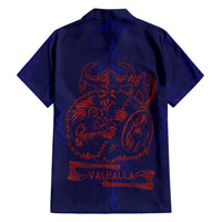 Valhalla Warrior Viking Family Matching Off Shoulder Short Dress and Hawaiian Shirt with Axes and Norse Symbols Norse Mythology Tribute - Wonder Print Shop