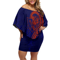 Valhalla Warrior Viking Family Matching Off Shoulder Short Dress and Hawaiian Shirt with Axes and Norse Symbols Norse Mythology Tribute - Wonder Print Shop