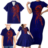 Valhalla Warrior Viking Family Matching Short Sleeve Bodycon Dress and Hawaiian Shirt with Axes and Norse Symbols Norse Mythology Tribute - Wonder Print Shop