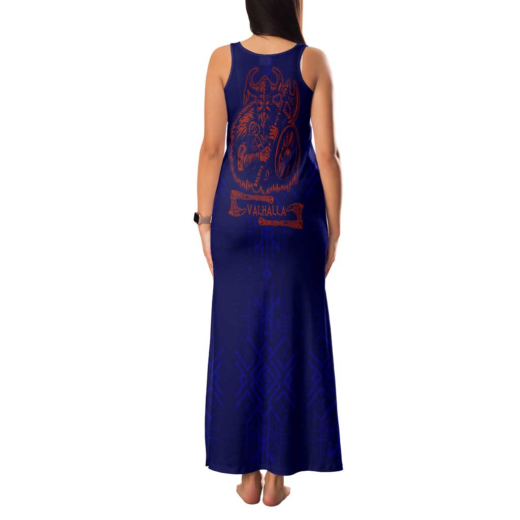 Valhalla Warrior Viking Family Matching Tank Maxi Dress and Hawaiian Shirt with Axes and Norse Symbols Norse Mythology Tribute - Wonder Print Shop