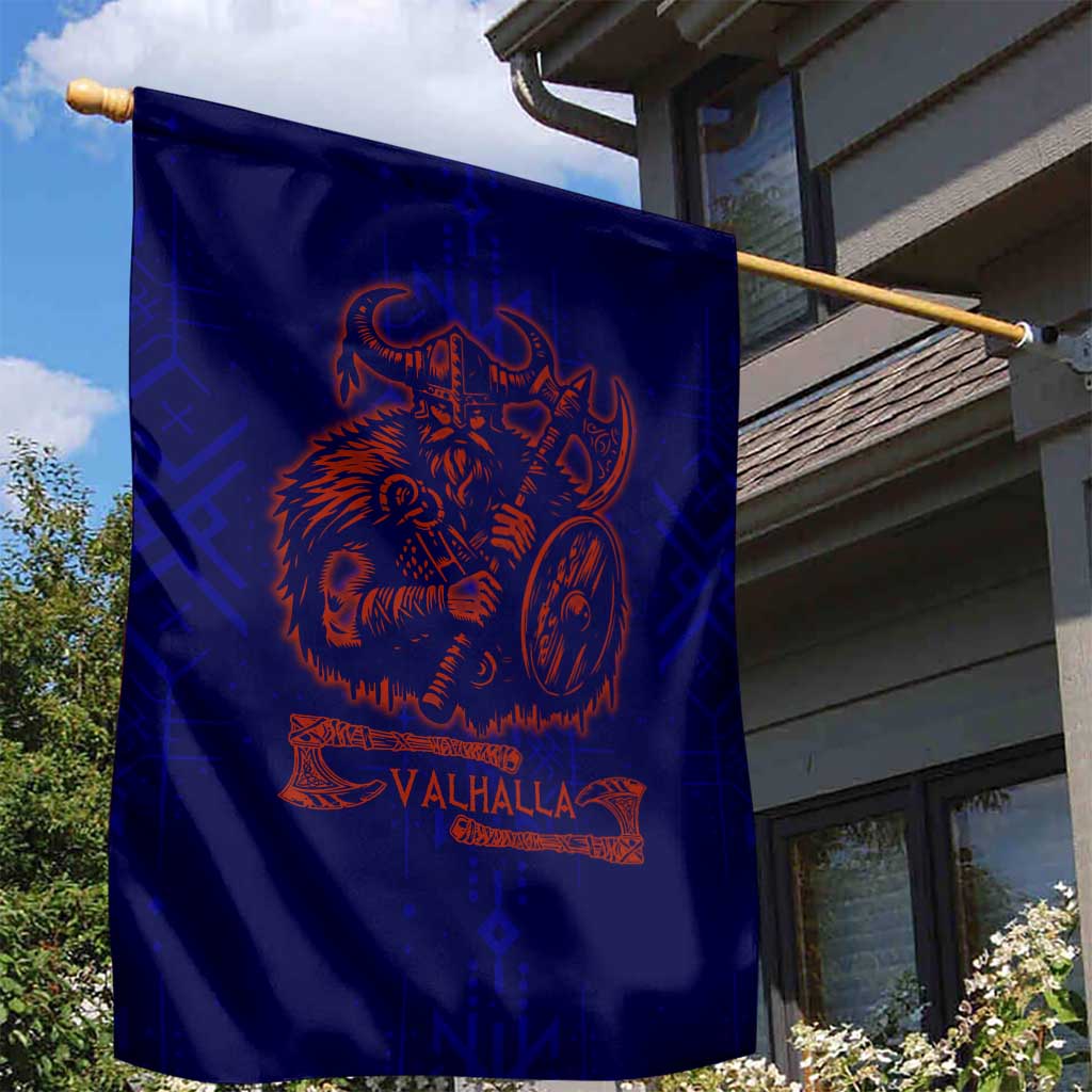 Valhalla Warrior Viking Garden Flag with Axes and Norse Symbols Norse Mythology Tribute - Wonder Print Shop