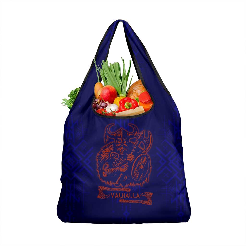 Valhalla Warrior Viking Grocery Bag with Axes and Norse Symbols Norse Mythology Tribute - Wonder Print Shop