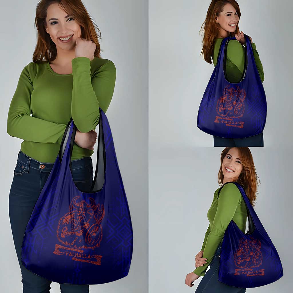 Valhalla Warrior Viking Grocery Bag with Axes and Norse Symbols Norse Mythology Tribute - Wonder Print Shop