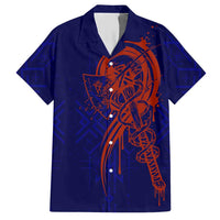 Valhalla Warrior Viking Hawaiian Shirt with Axes and Norse Symbols Norse Mythology Tribute - Wonder Print Shop