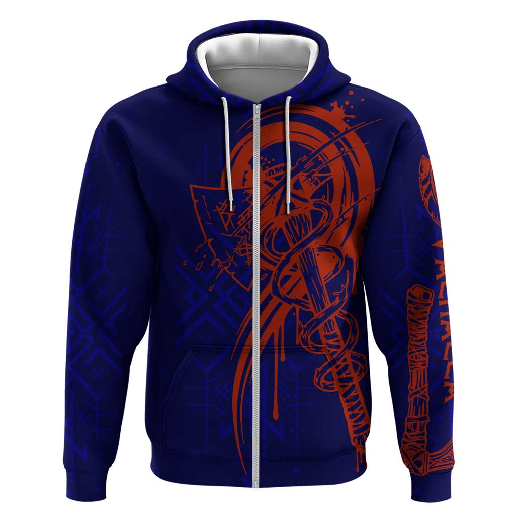 Valhalla Warrior Viking Hoodie with Axes and Norse Symbols Norse Mythology Tribute - Wonder Print Shop