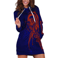 Valhalla Warrior Viking Hoodie Dress with Axes and Norse Symbols Norse Mythology Tribute - Wonder Print Shop