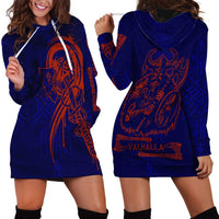 Valhalla Warrior Viking Hoodie Dress with Axes and Norse Symbols Norse Mythology Tribute - Wonder Print Shop
