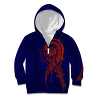 Valhalla Warrior Viking Kid Hoodie with Axes and Norse Symbols Norse Mythology Tribute - Wonder Print Shop