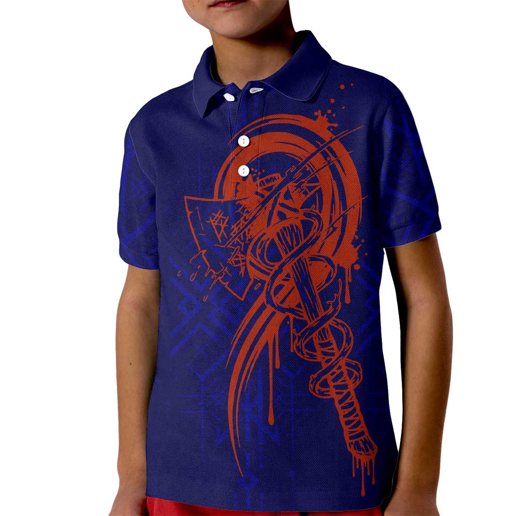 Valhalla Warrior Viking Kid Polo Shirt with Axes and Norse Symbols Norse Mythology Tribute - Wonder Print Shop