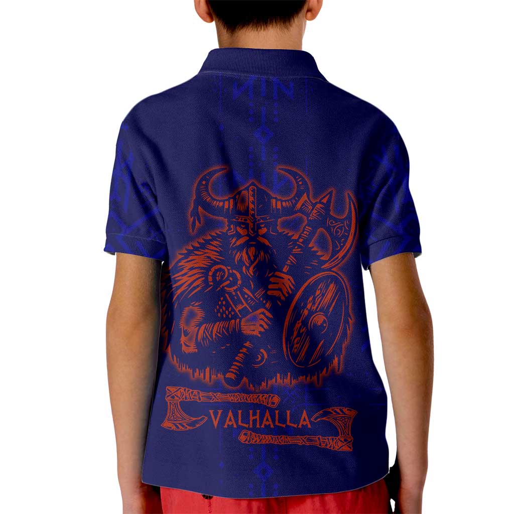 Valhalla Warrior Viking Kid Polo Shirt with Axes and Norse Symbols Norse Mythology Tribute - Wonder Print Shop