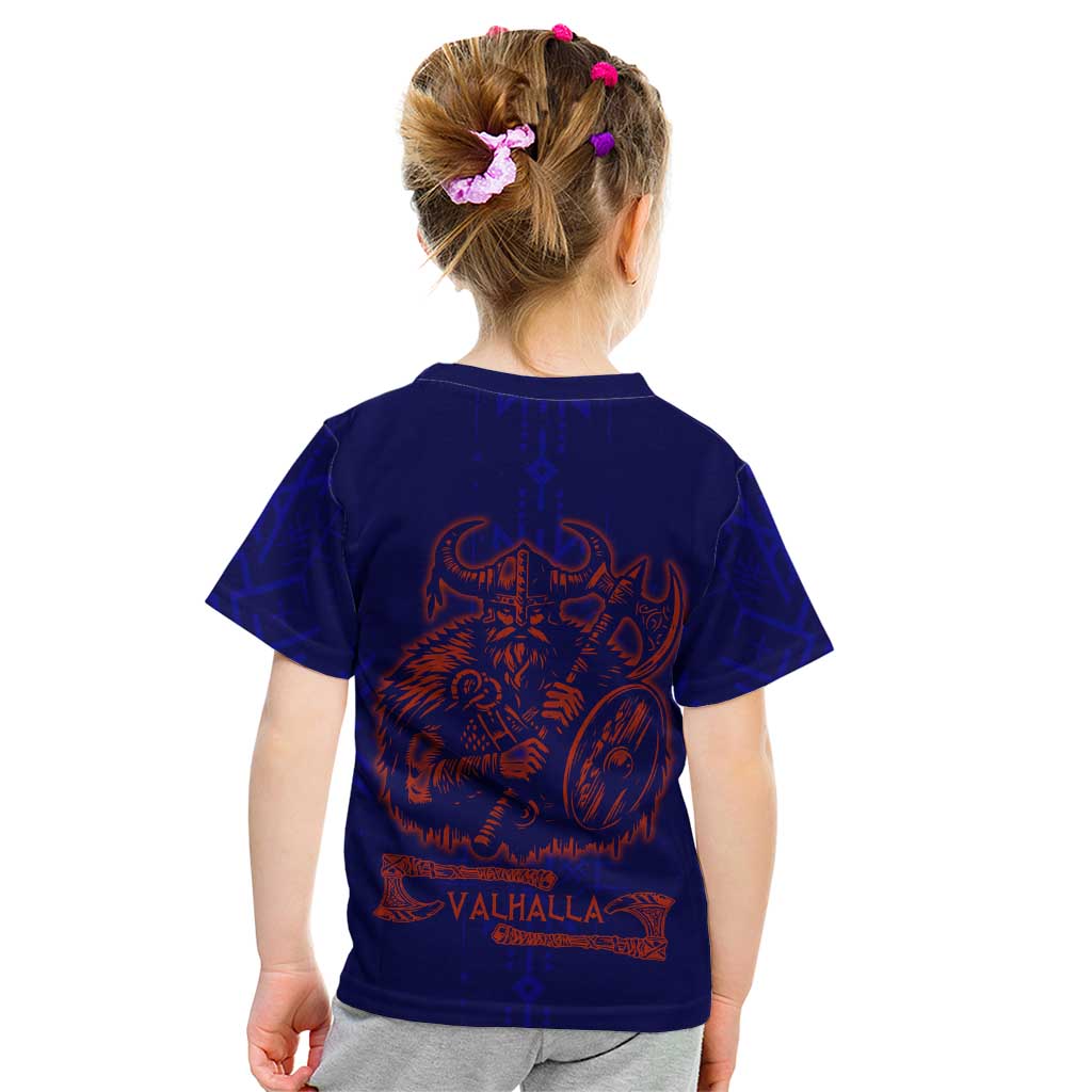 Valhalla Warrior Viking Kid T Shirt with Axes and Norse Symbols Norse Mythology Tribute - Wonder Print Shop