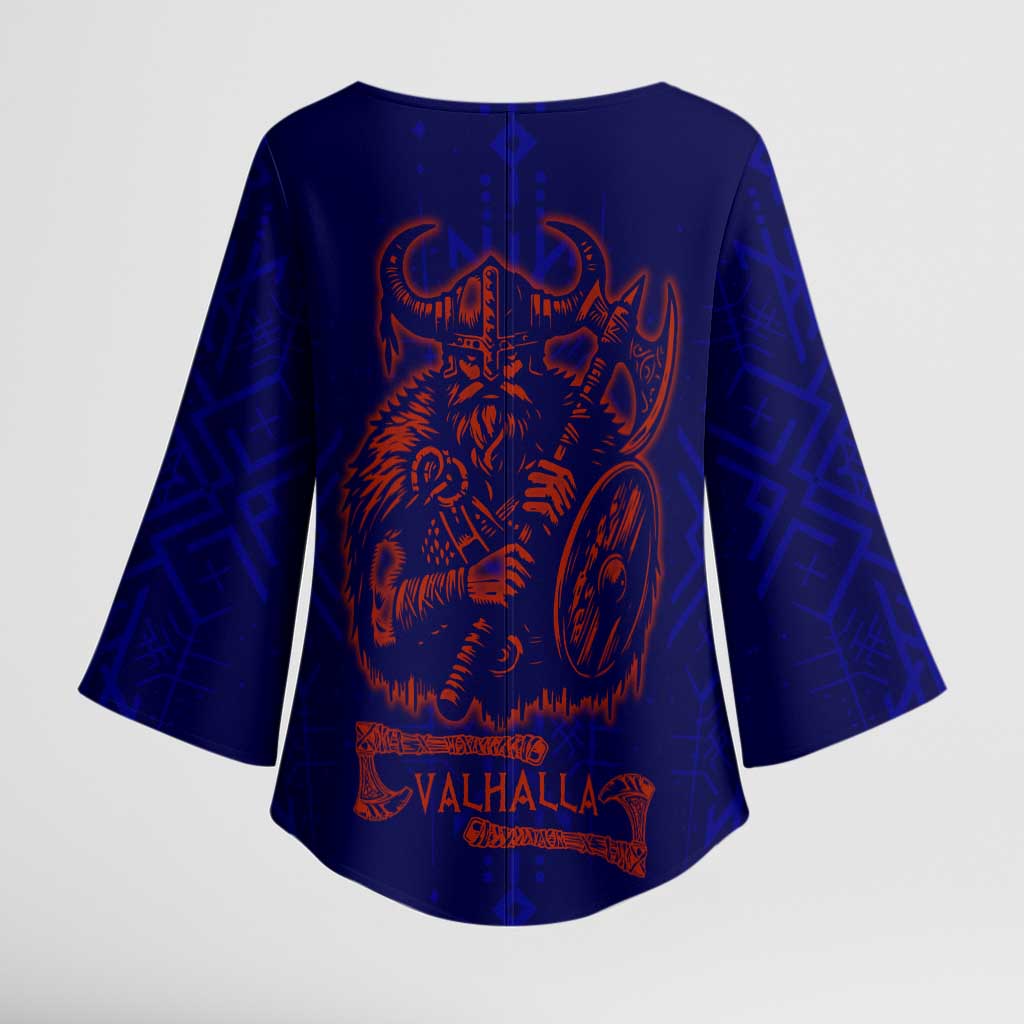 Valhalla Warrior Viking Kimono Sleeve Blouse with Axes and Norse Symbols Norse Mythology Tribute - Wonder Print Shop