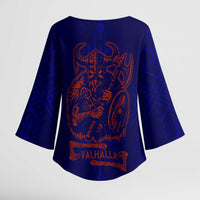 Valhalla Warrior Viking Kimono Sleeve Blouse with Axes and Norse Symbols Norse Mythology Tribute - Wonder Print Shop